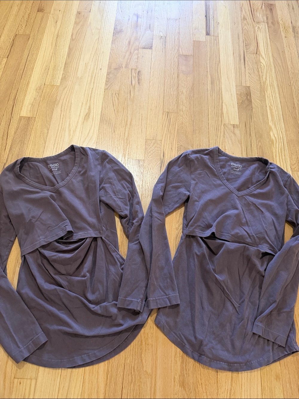 Lot of 2 Boob Nursing Wear Breastfeeding Friendly Long Sleeve Shirts Sz S
